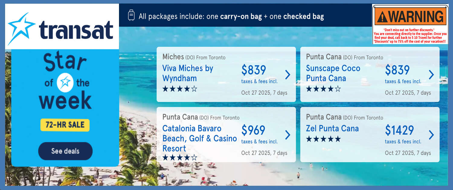 Air Transat 72 Hour Sale Banner