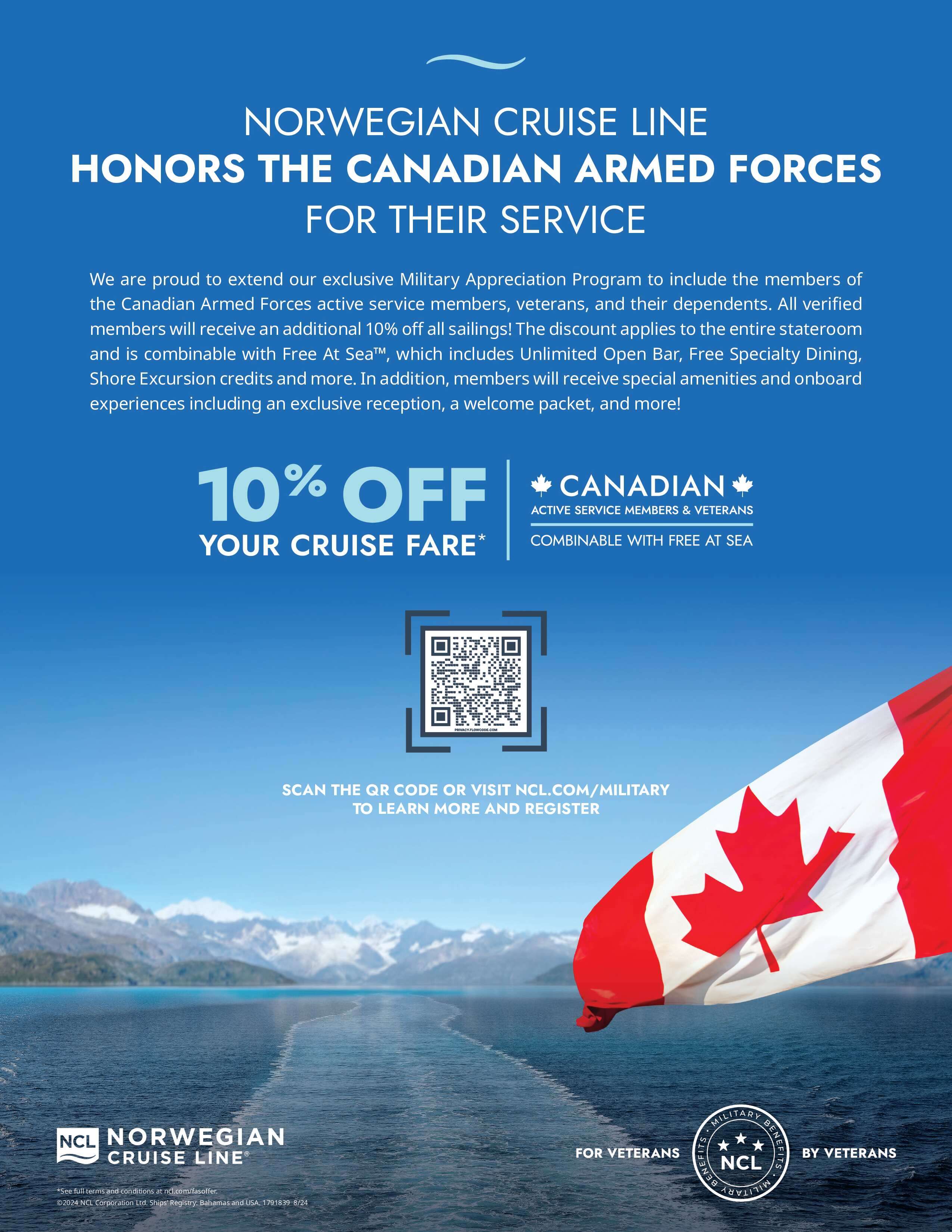Norwegian Cruise Line - Canadian Military Discount Available! SAVE 10%