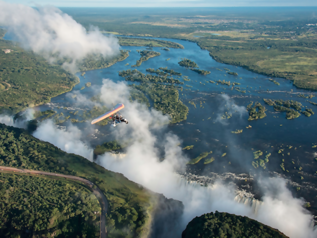Take Flight in a Microlight Aircraft above Africa’s Victoria Falls