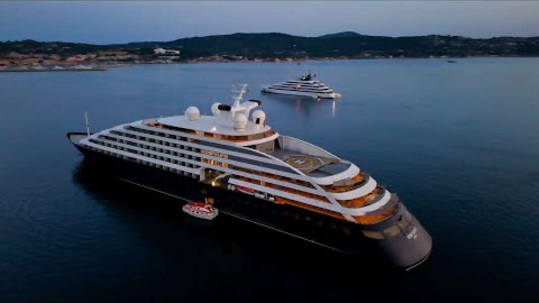 Drone Video: Sister Ships Meet in Saint-Tropez, France: Scenic Eclipse and Emerald Sakara