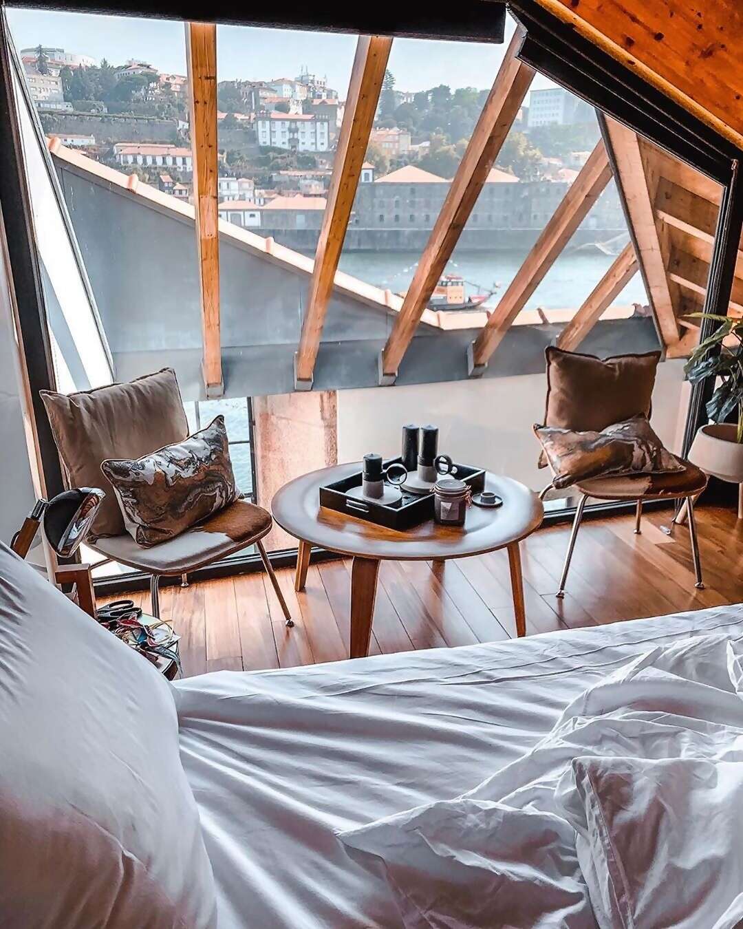 Superhost Miguel’s bright apartment puts the Douro River between you and the crowds of Porto