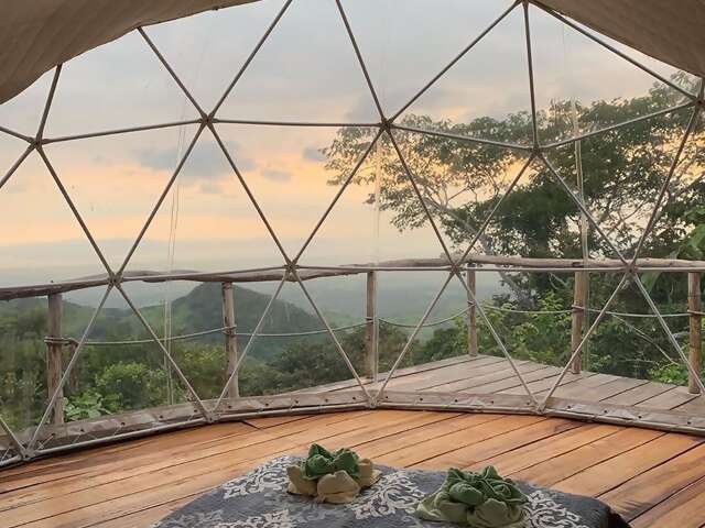 This remote dome in the jungle comes with bedside binoculars for spotting tropical birds by day and planets by night