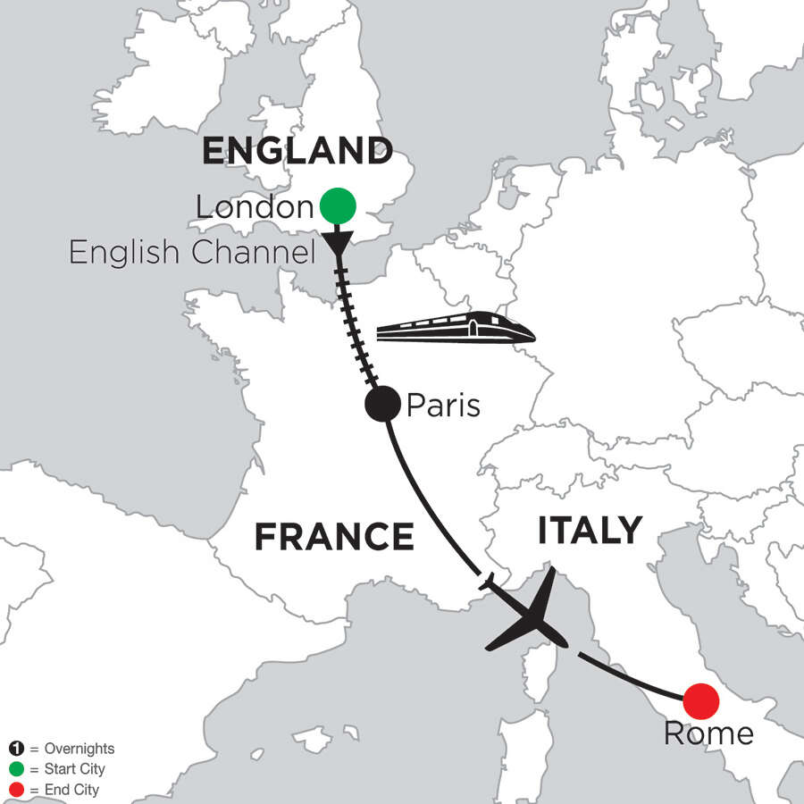 3 Nights London, 2 Nights Paris & 3 Nights Rome