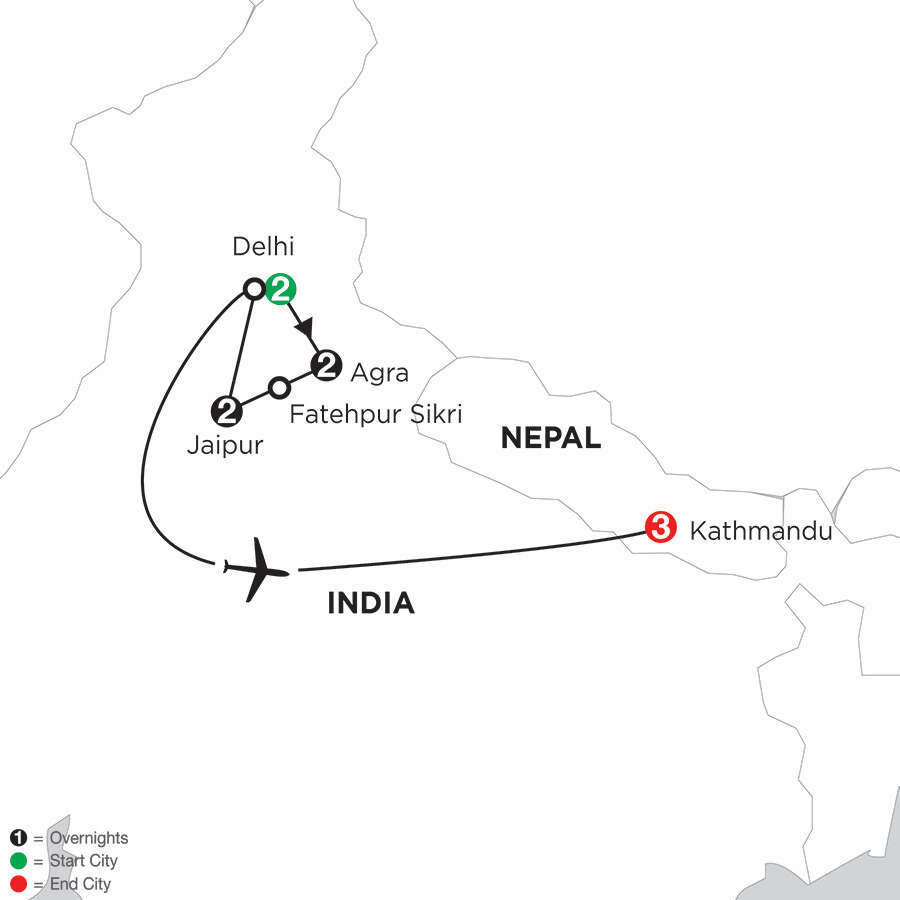 India's Golden Triangle with Kathmandu