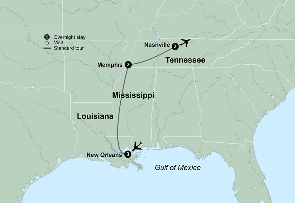 America's Music Cities featuring Nashville, Memphis & New Orleans