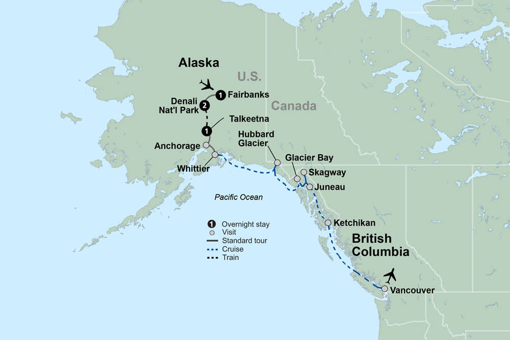 Alaska Discovery Land & Cruise featuring a 7-night Holland America Cruise