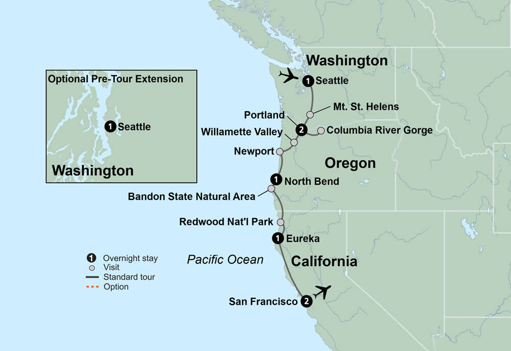Pacific Northwest & California featuring Washington, Oregon and California