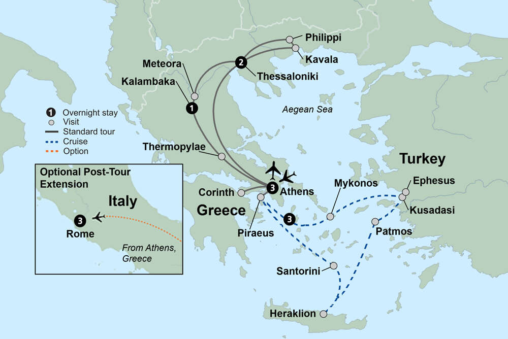 Greece: In the Footsteps of Paul the Apostle featuring a 3-night Greek Islands & Turkiye cruise