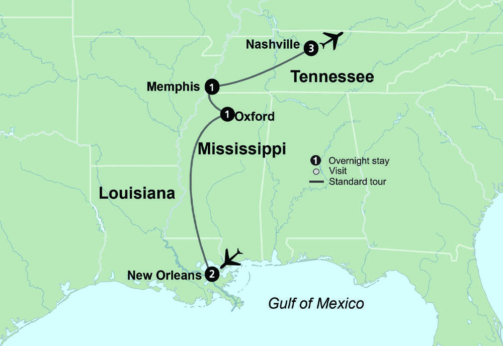 America's Music Cities Holiday featuring New Orleans, Memphis & Nashville