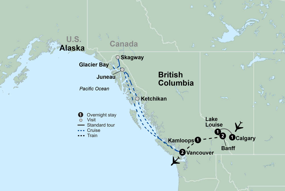 Canadian Rockies and Alaska's Inside Passage featuring Rocky Mountaineer and a 7-night Alaska Cruise